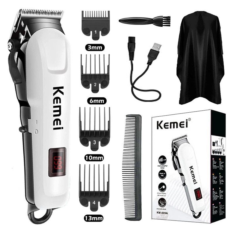 KEMEI Hair Clipper for Men Professional Cordless Electric Rechargeable Hair/Beard Trimmers for Men, Self Hair Cutting Haircut Kit, Adjustable Barber Clippers with LCD Diaplay