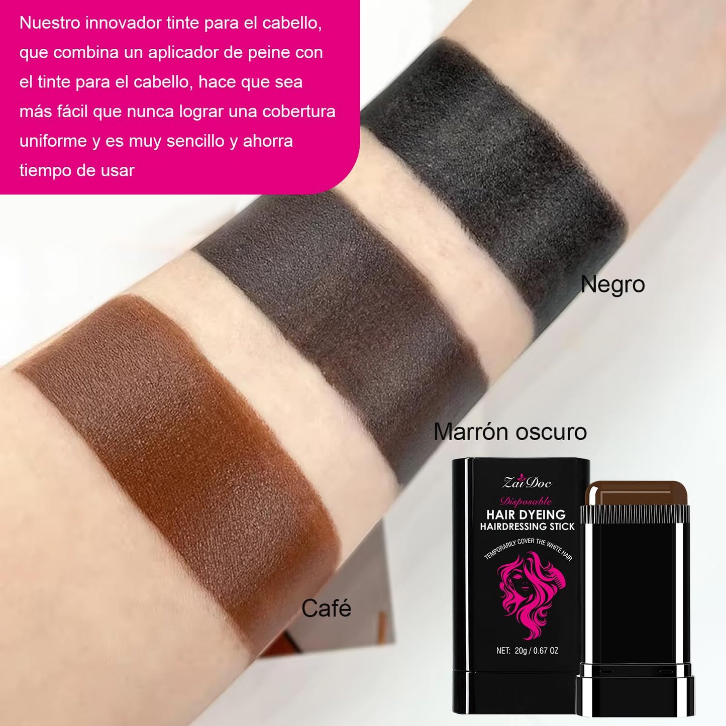 Temporary Hair Dye Stick - 2-in-1 Root Touch Up & Comb, Waterproof & Portable | 0.67oz Black