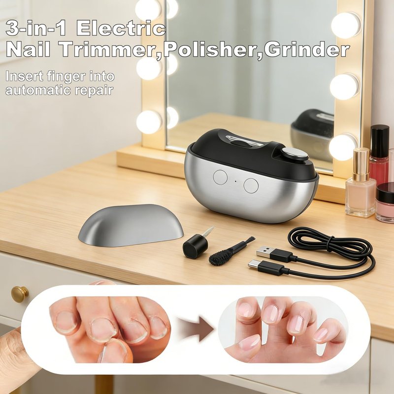 Electric Nail Clipper - 3-in-1 Automatic Trimmer with LED Light & Storage | USB Rechargeable for All Ages