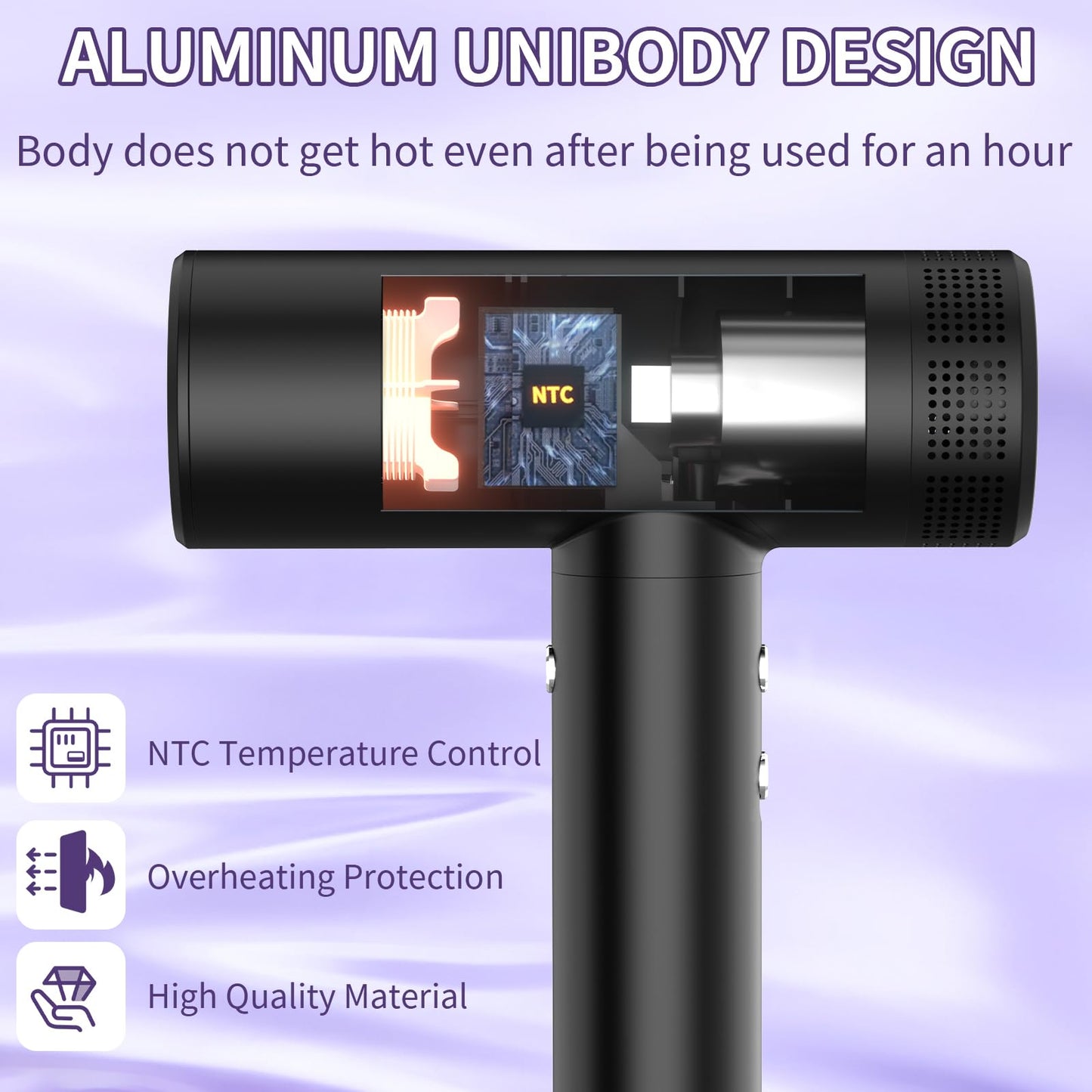 EROFEXO High Speed Hair Dryer, Metal Body Blow Dryer with Diffuser & Nozzle, 110,000 RPM Brushless Motor for Fast Drying, 300 Million Negative Ions Hair Dryer, Travel Hairdryer for Women & Men