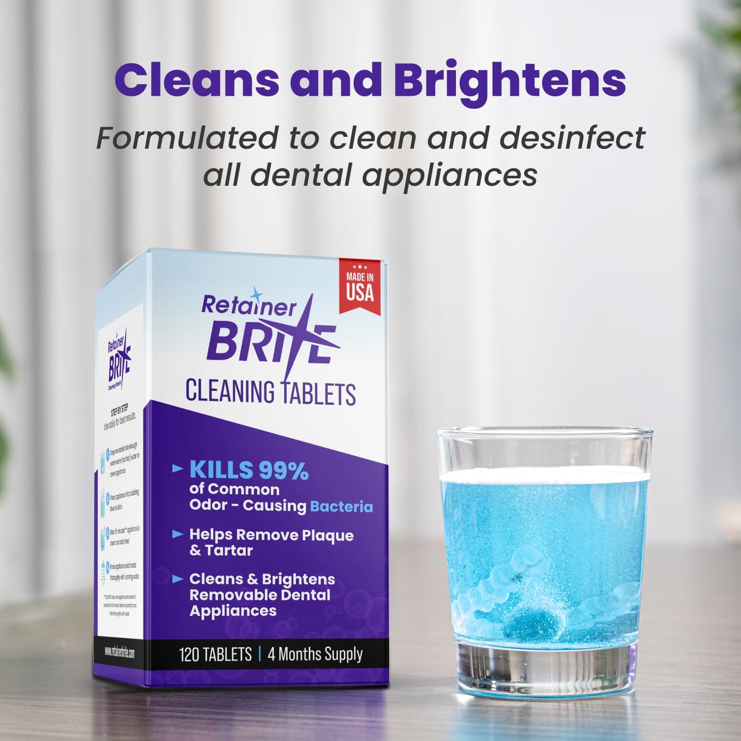 Retainer Brite | Retainer Cleaner Tablets for Invisalign & Mouth Guards - 120 Tablets, 4-Month Supply