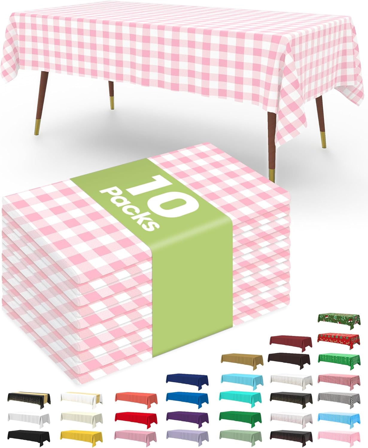 Plastic Table Cloths - 10 Pack Disposable 54 x 108 Inch for Parties, Picnics & Weddings | Rectangle White