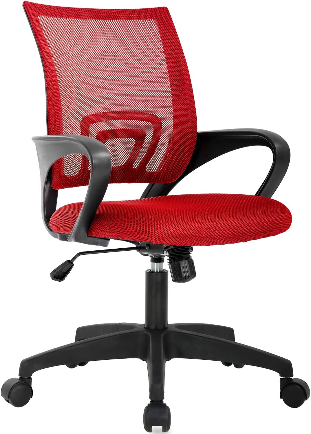 Ergonomic Office Chair - Mid-Back Swivel Desk Chair with Breathable Backrest & Lumbar Support | Adjustable Height | Black