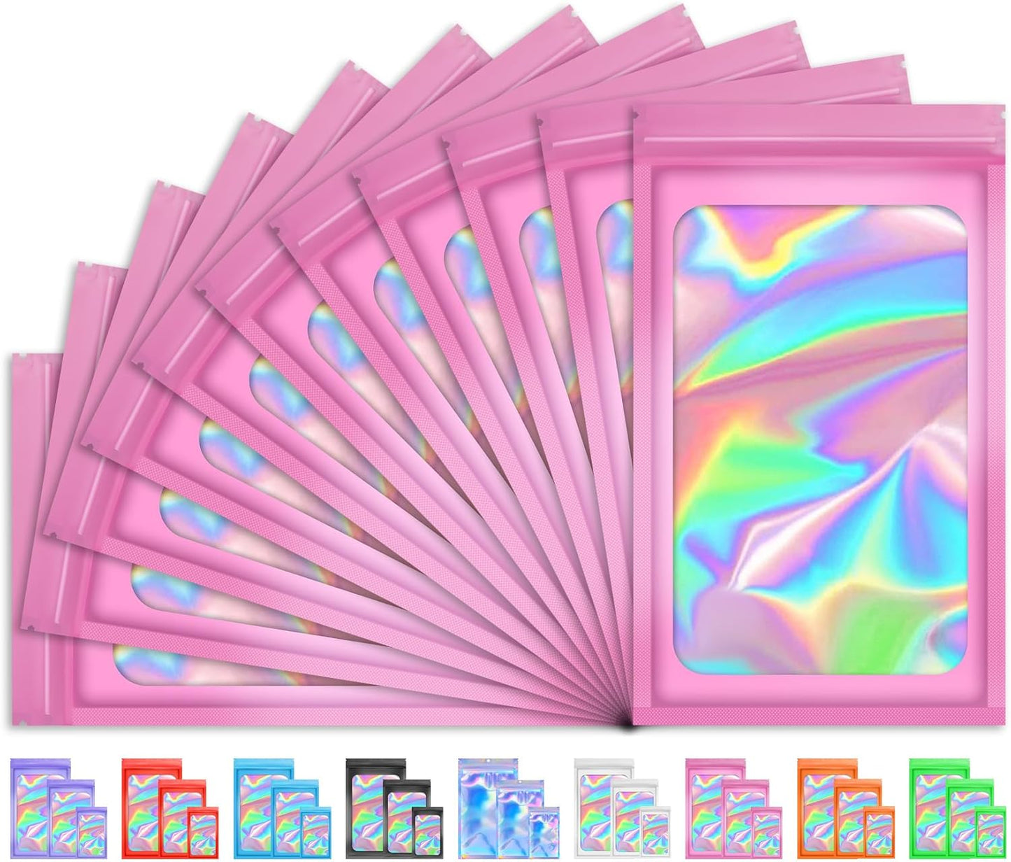 Holographic Smell Proof Bags - 100 PCS Resealable Mylar Gift Bags for Food & Jewelry | 3x5 Inch