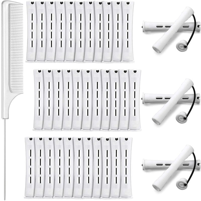 WILLBOND Cold Wave Rods - 36 Hair Perming Rollers with Steel Rat Tail Comb for Styling