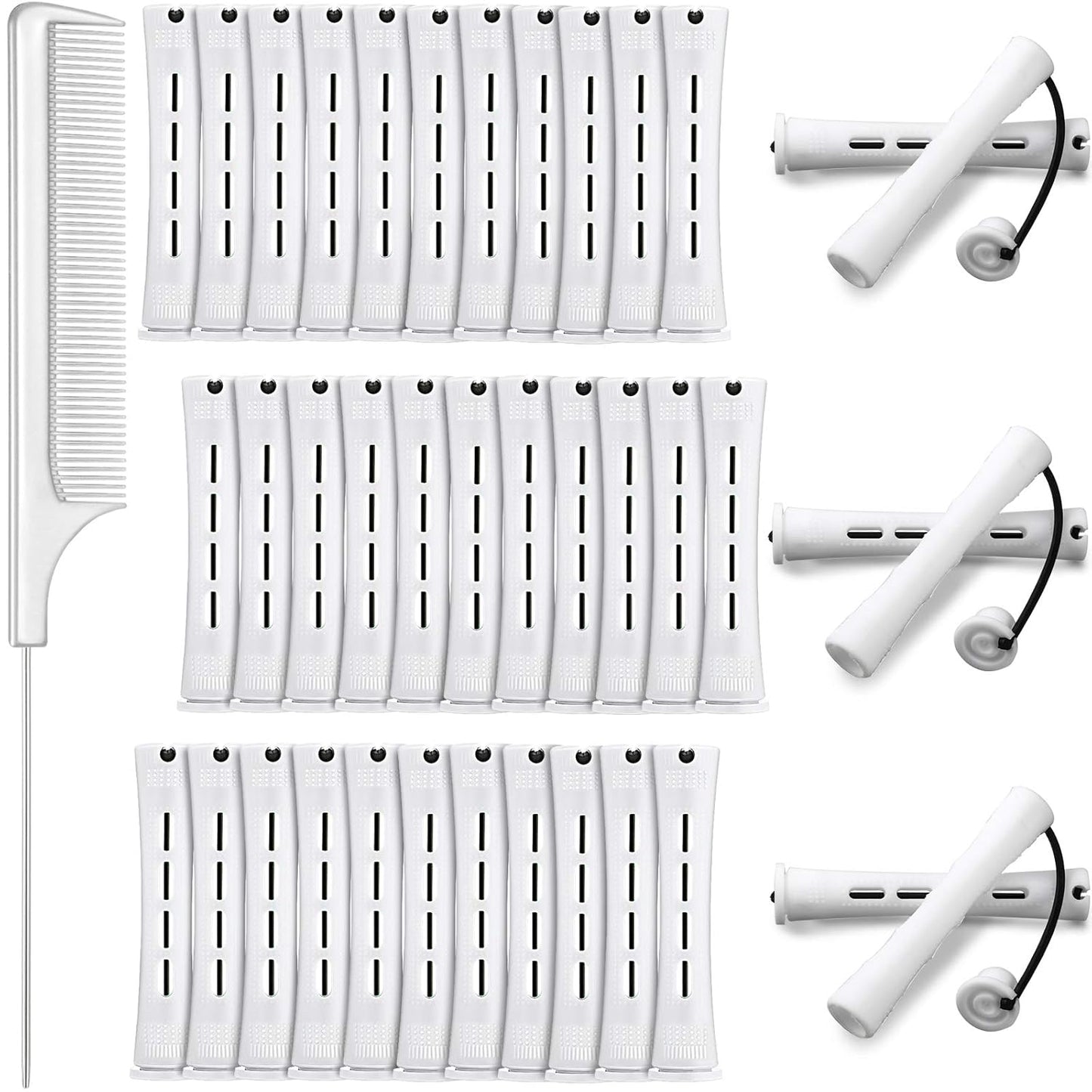 WILLBOND 36-Piece Cold Wave Perm Rods Set - Hair Rollers & Steel Rat Tail Comb for Styling