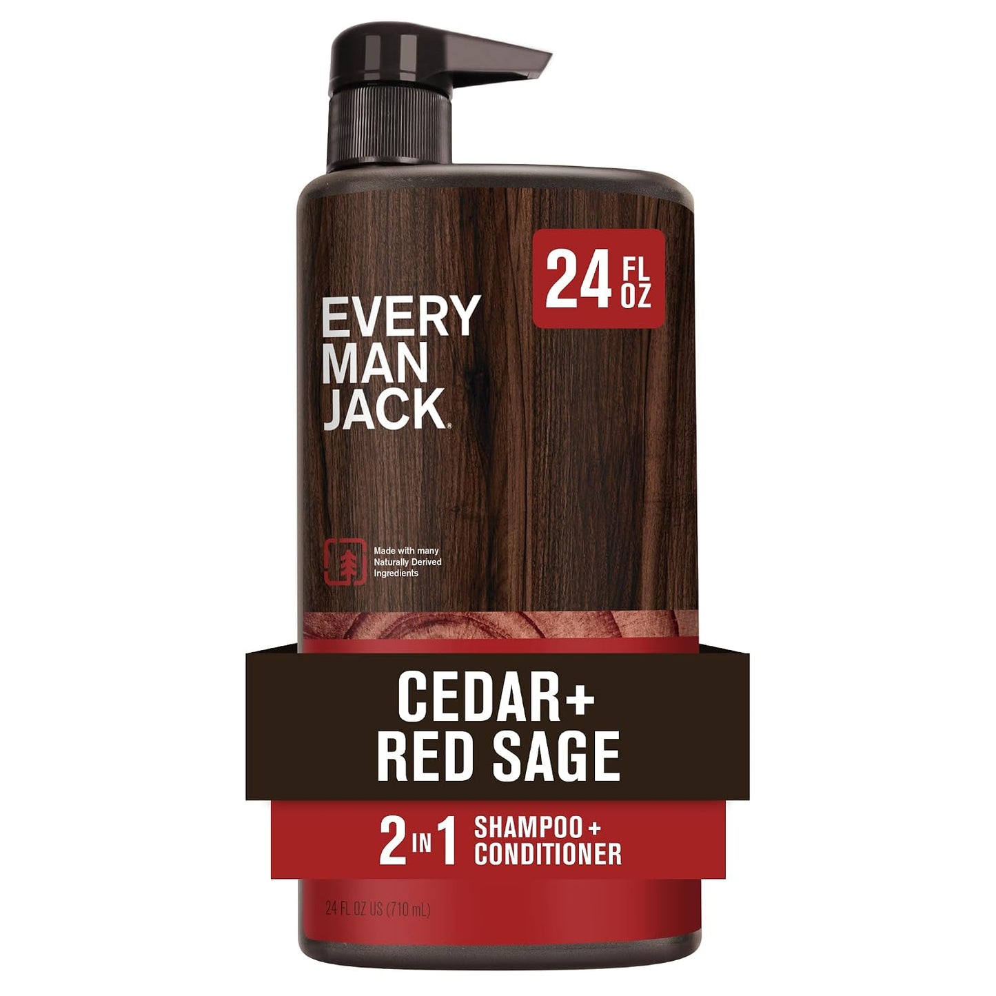 Every Man Jack 2-in-1 Shampoo & Conditioner for Men - Nourishing Amber & Sandalwood | Cruelty-Free | 24oz