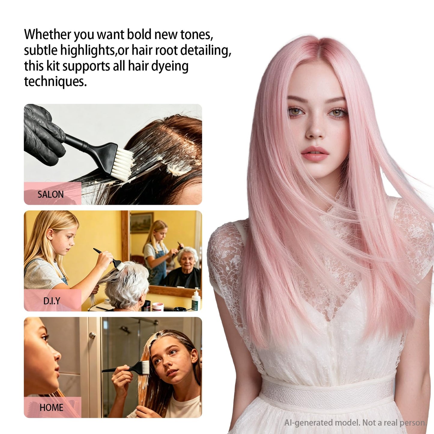 12 pcs Hair Dye Kit Professional Salon Tools with Hair Dye Brush and Bowl Set Hair Bleach Kit,Dye Clips Gloves Ear Covers,for Hairstylist and Women Hair Bleaching Coloring Highlighting Kit (12, black)