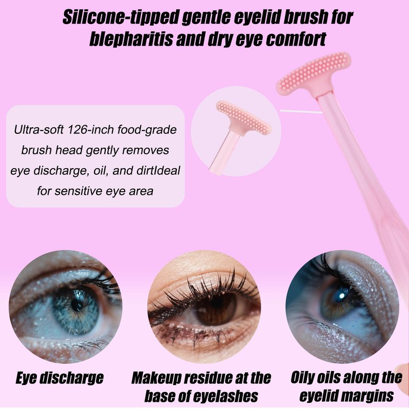 4pcs Eyelid Brushes, Silicone Plastic Ultra Soft Eyelid Margin Cleansing Brushes Practical Cleansing Tool Accessories for Gently Cleaning Oil and Dirt (2 Colors)