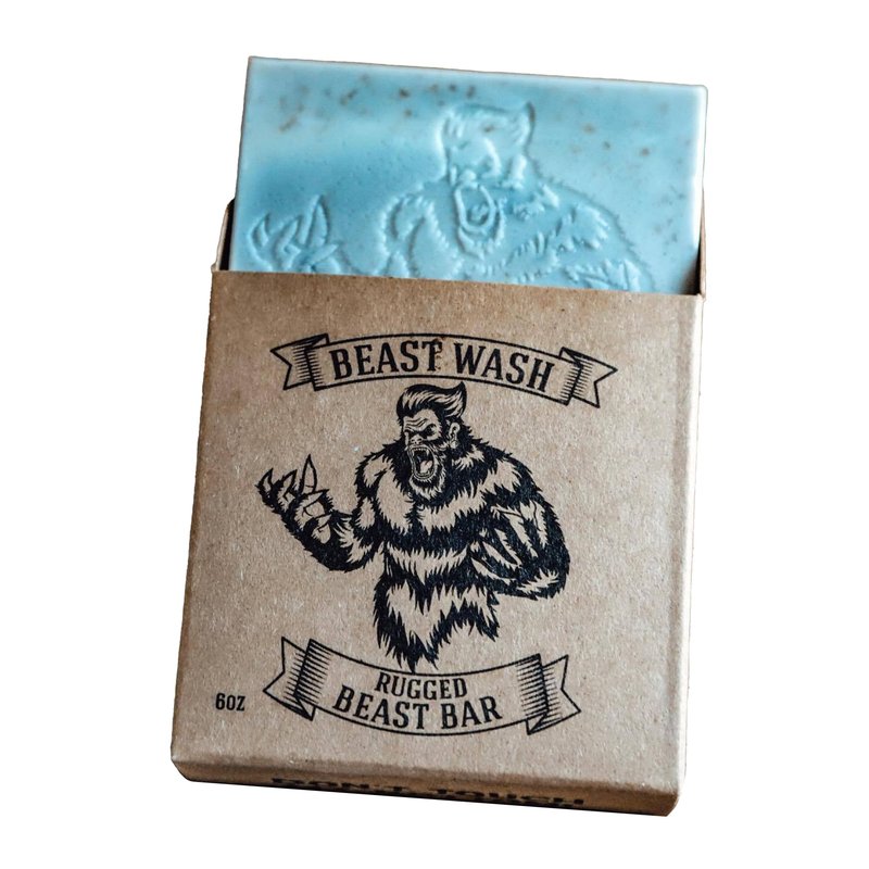 Johnny Slicks Rugged Beast Bar | Organic Body Wash Mens Bar Soap, Handmade with Clean & Chemical-free Ingredients (Coconut Oil, Charcoal, Tea Tree Oil, Oatmeal), Rugged Scent