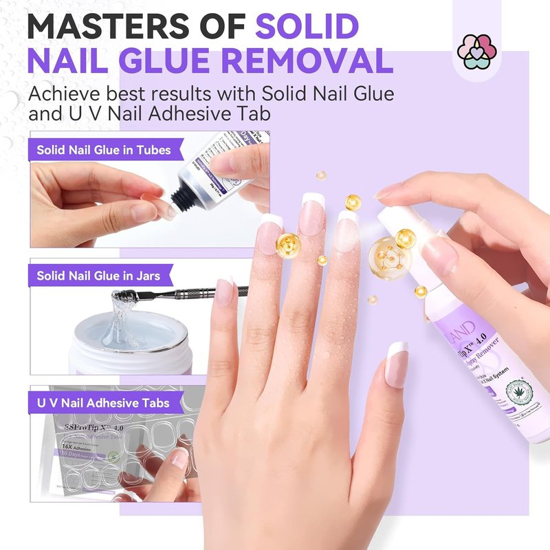SAVILAND Nail Glue Remover Spray - 60ml Odorless Acetone-Free Formula | Quick Gel Nail Removal