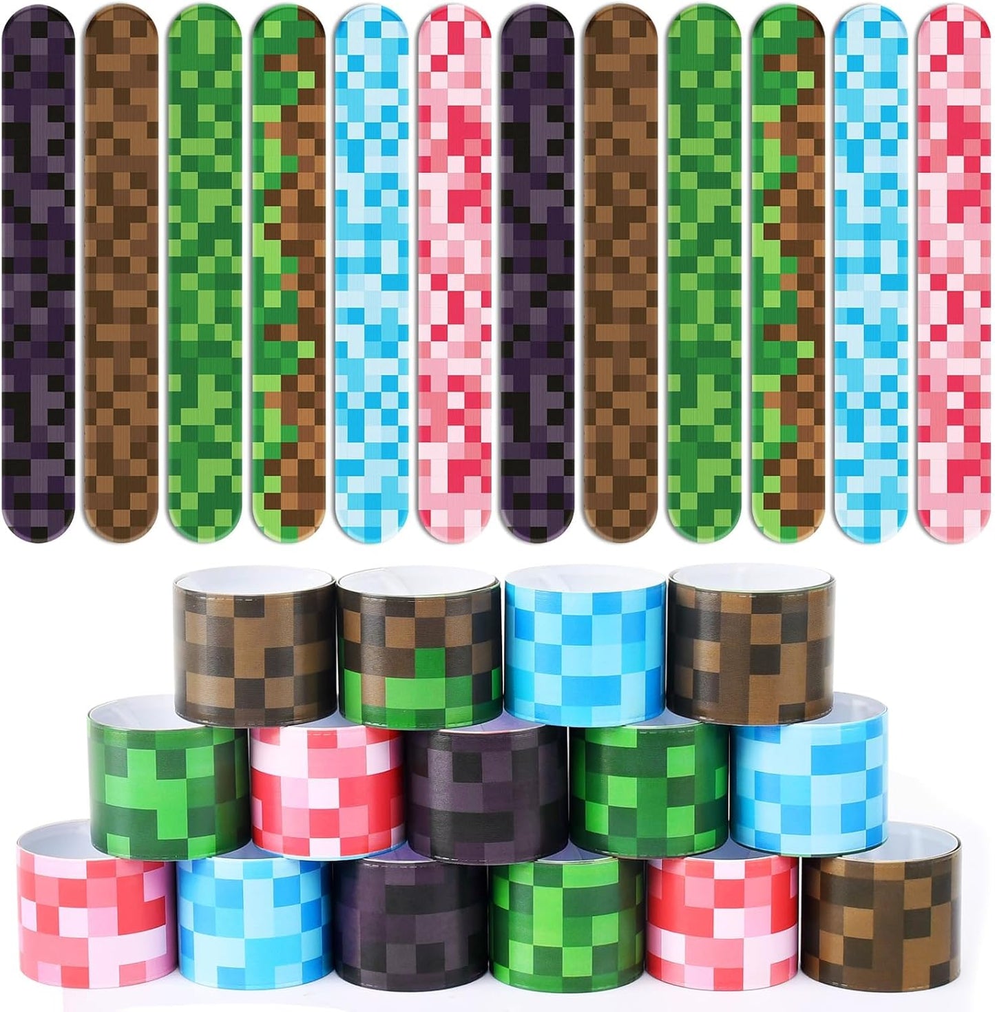 Cartoon Animation Slap Wristbands - 24 Pack Party Favors | Fun Goodie Bag Fillers for Birthday & Theme Parties