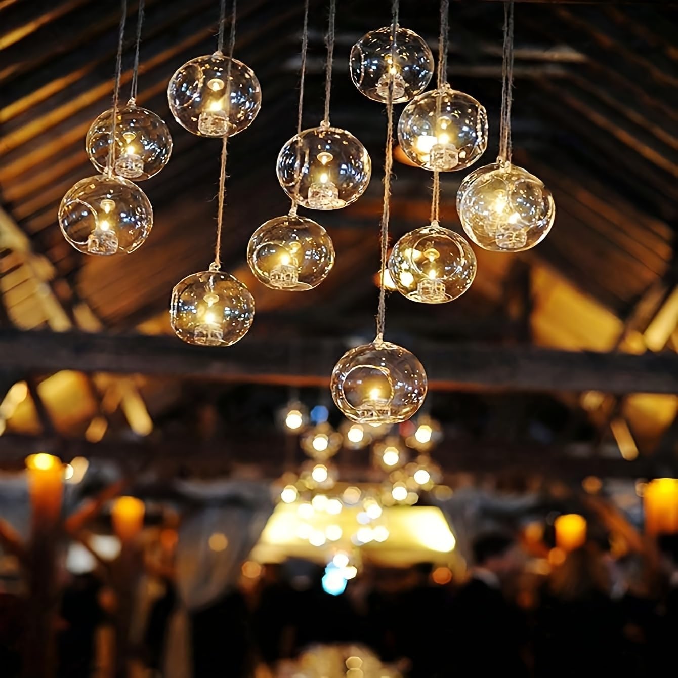 Mini Hanging Glass Tealight Candle Holder - Clear Globe Terrarium Planter | Set of 3