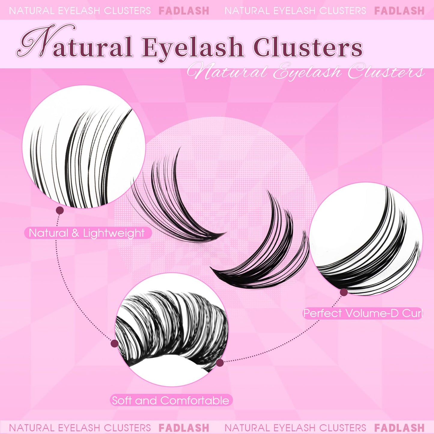 Eyelash Clusters Fluffy Lash Clusters 30D+40D+50D with Soft Thin Band D Curl DIY Cluster Eyelash Extensions 10-18mm Natural Wispy Individual Lashes for Beginners at Home by FADLASH (30D+40D+50D)