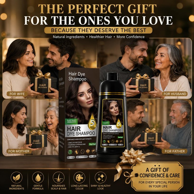 Hair Dye Shampoo 5 in 1 - Herbal Gray Coverage for Women & Men | Nourishing Semi-Permanent Formula, 500ml (Chestnut Brown)