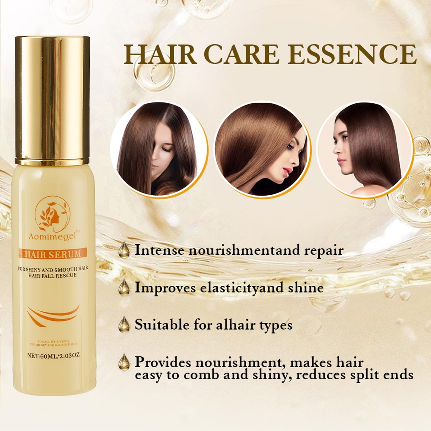 Aomimegel Argan Hair Oil Hair Serum Cold Pressed Weightless Argan Oil Hair Treatment for Dry Damaged Hair 2 floz