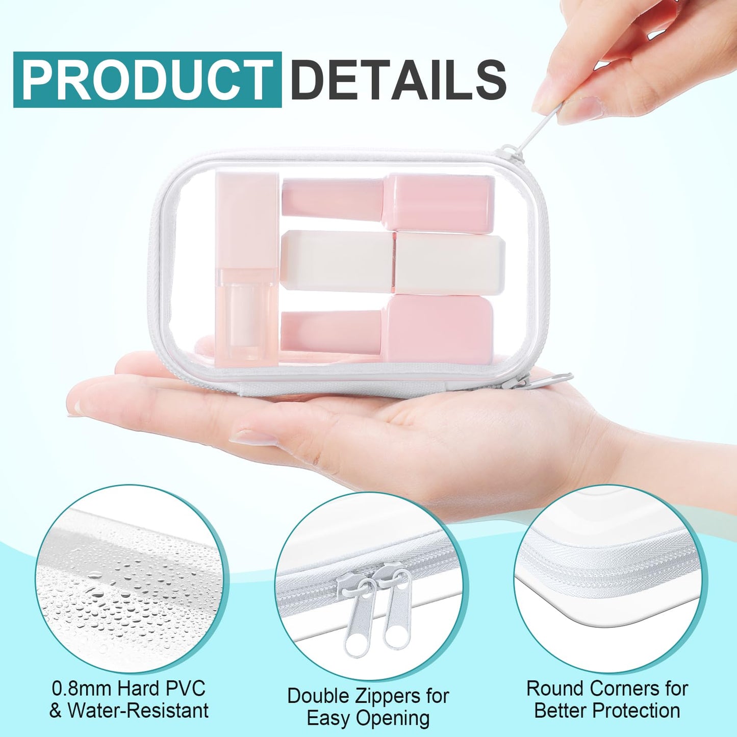 Sanwuta 10 Pcs Hard Zipper Case Clear Hard Pouches Plastic Zipper Pencil Portable Box Toy Storage Bins Plastic Container for Travel Toiletry Office Cosmetic Block Puzzle Organizer (Xs,Clear)
