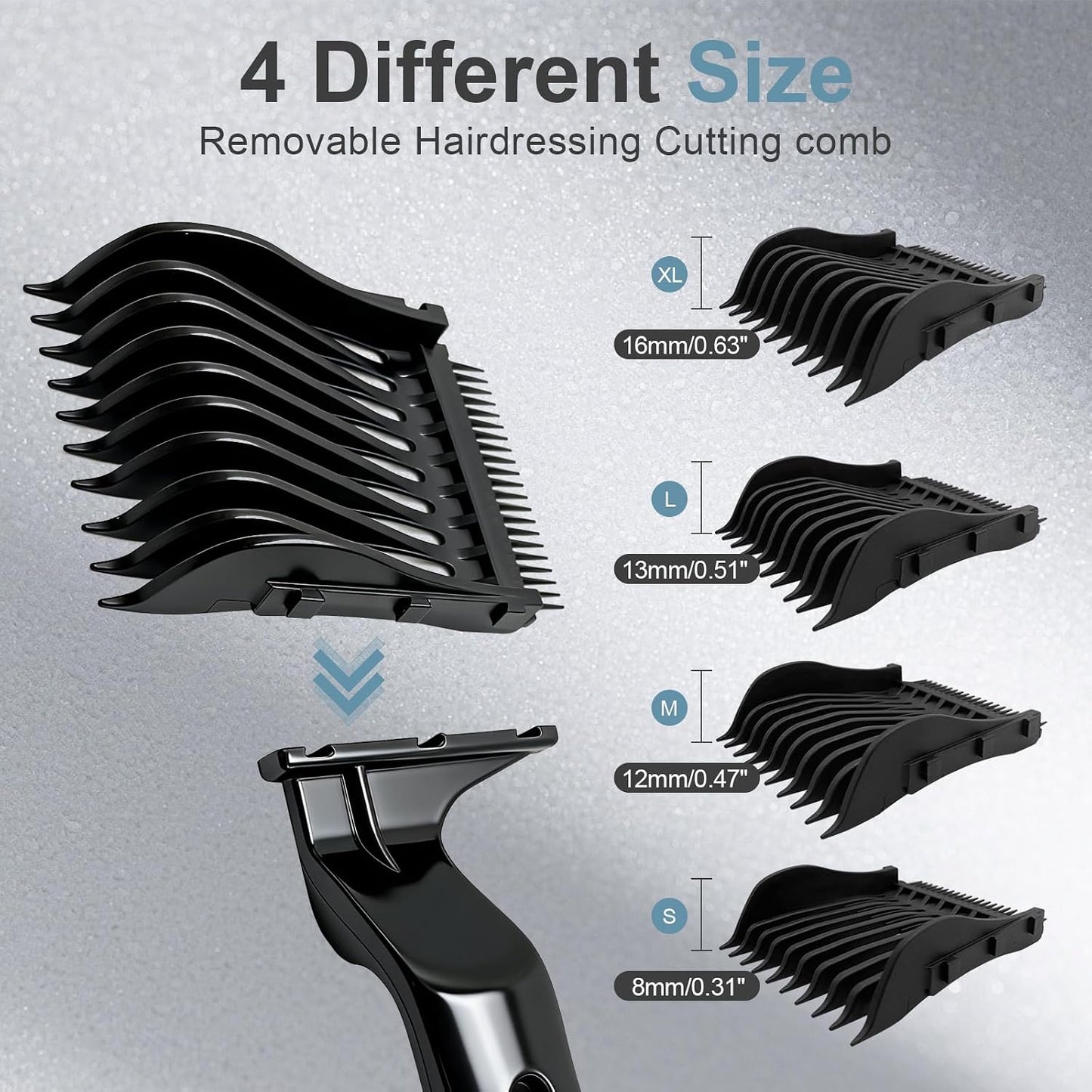 4-in-1 Detachable Fade Comb Set for Men’s Hairstyling - Compatible with Clippers & Scissors | Ideal for Home & Salon Use