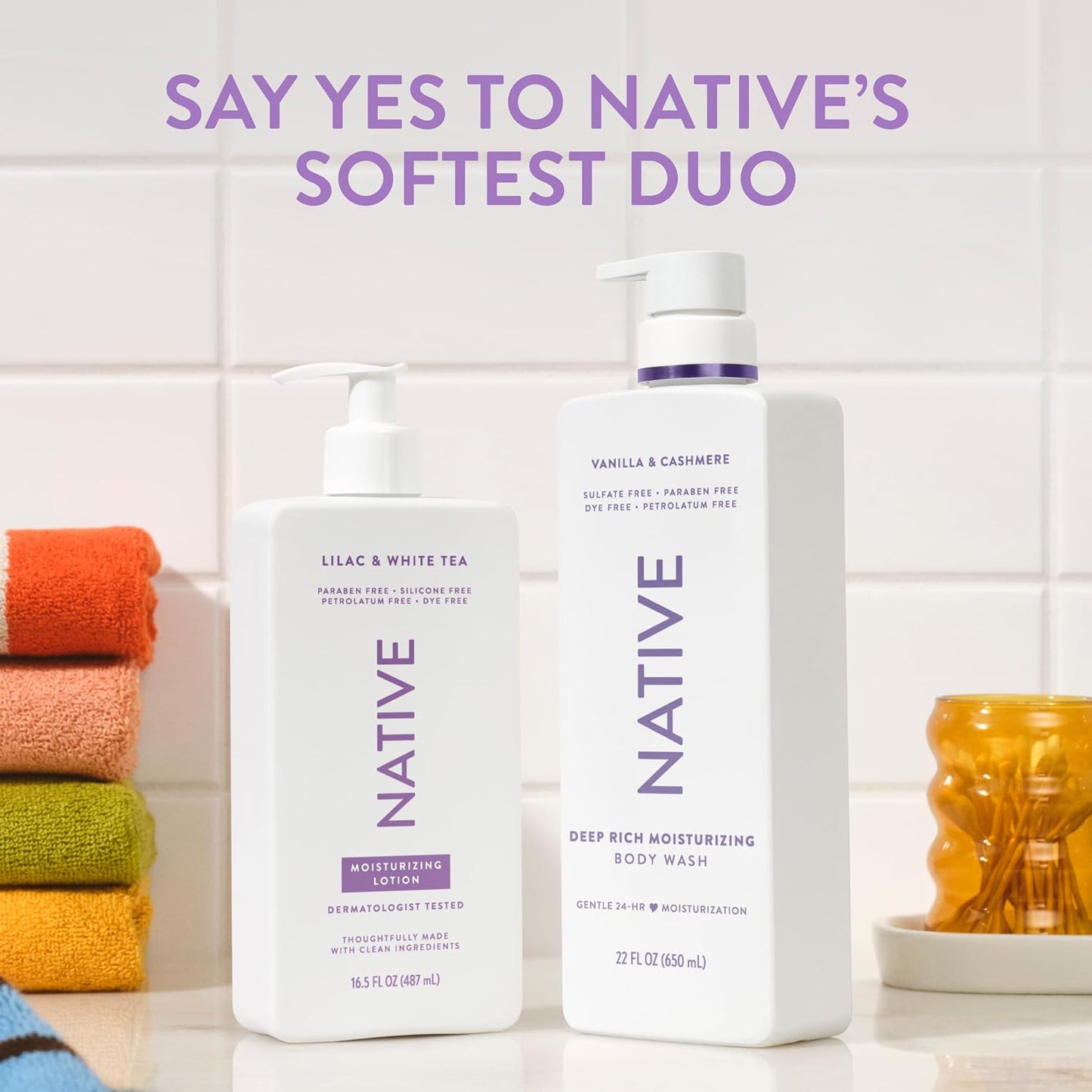 Body Lotion for Dry Skin - Naturally Derived Plant-Based Moisturizers | Lilac & White Tea, 16.5 fl oz