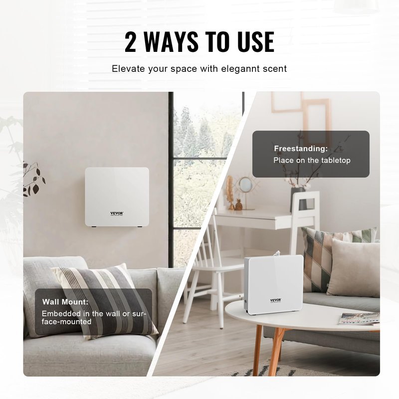VEVOR Scent Air Machine for Home, 480ml Bluetooth Smart Essential Oil Diffuser with Cold Air Tech, Waterless Scent Diffuser Cover Up to 2500sq.ft for Business Office, Hotel, Spa, Large Room