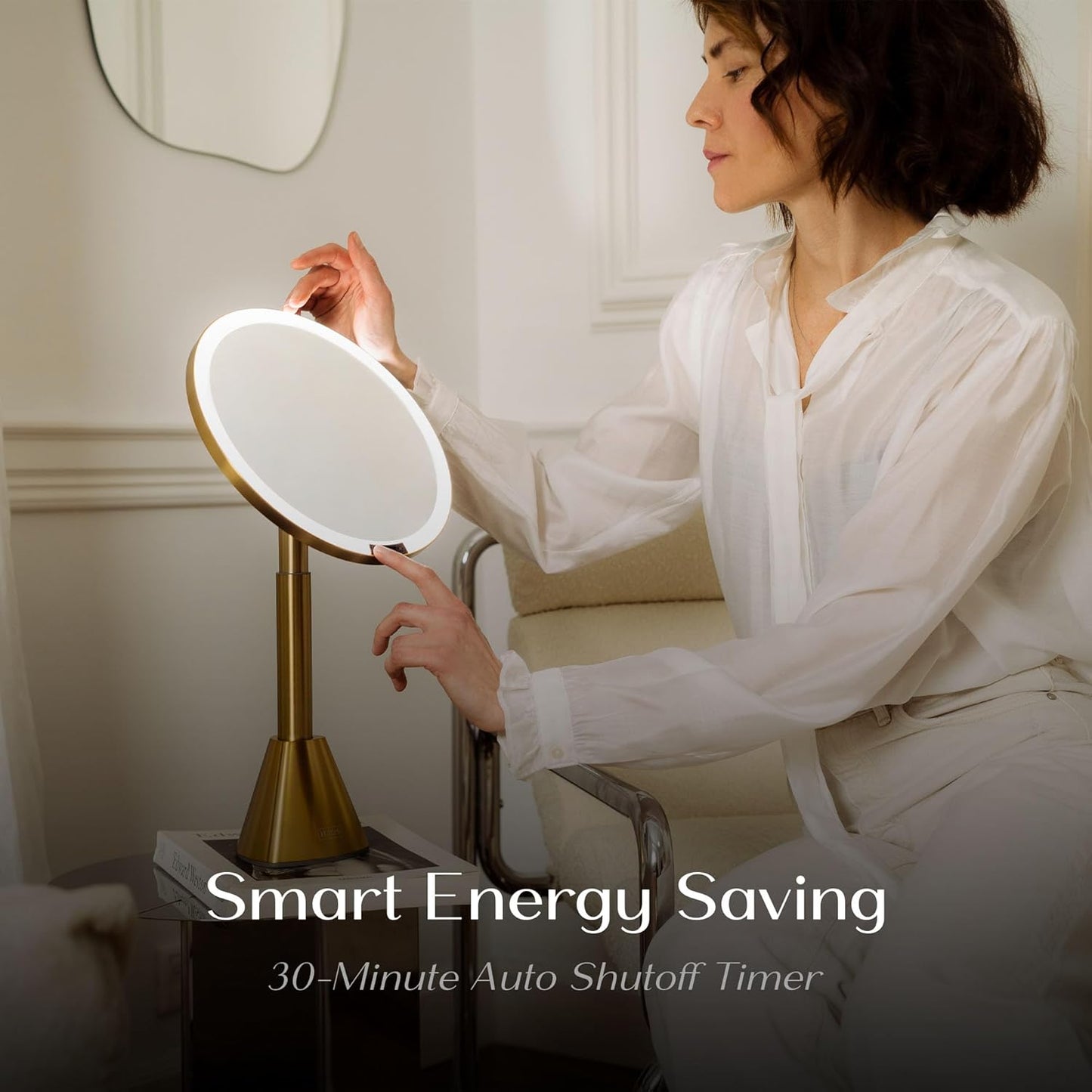 Lighted Makeup Mirror with 5X Magnification - Rechargeable LED Vanity Mirror, Adjustable Lighting (3200K–6500K), 1000 Lux Brightness, Gold