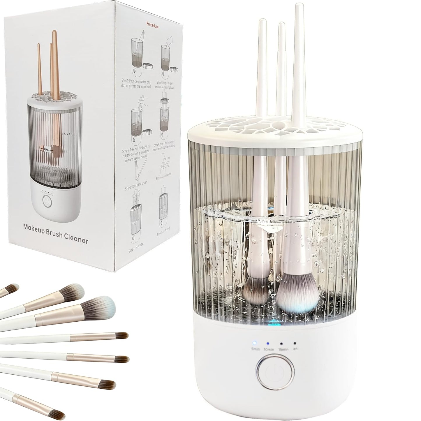 Luslife Electric Makeup Brush Cleaning Machine, Multi Functional Integrated Makeup Brushes Cleaner, One Click Start, Suitable for Various Makeup Brushes & Tools