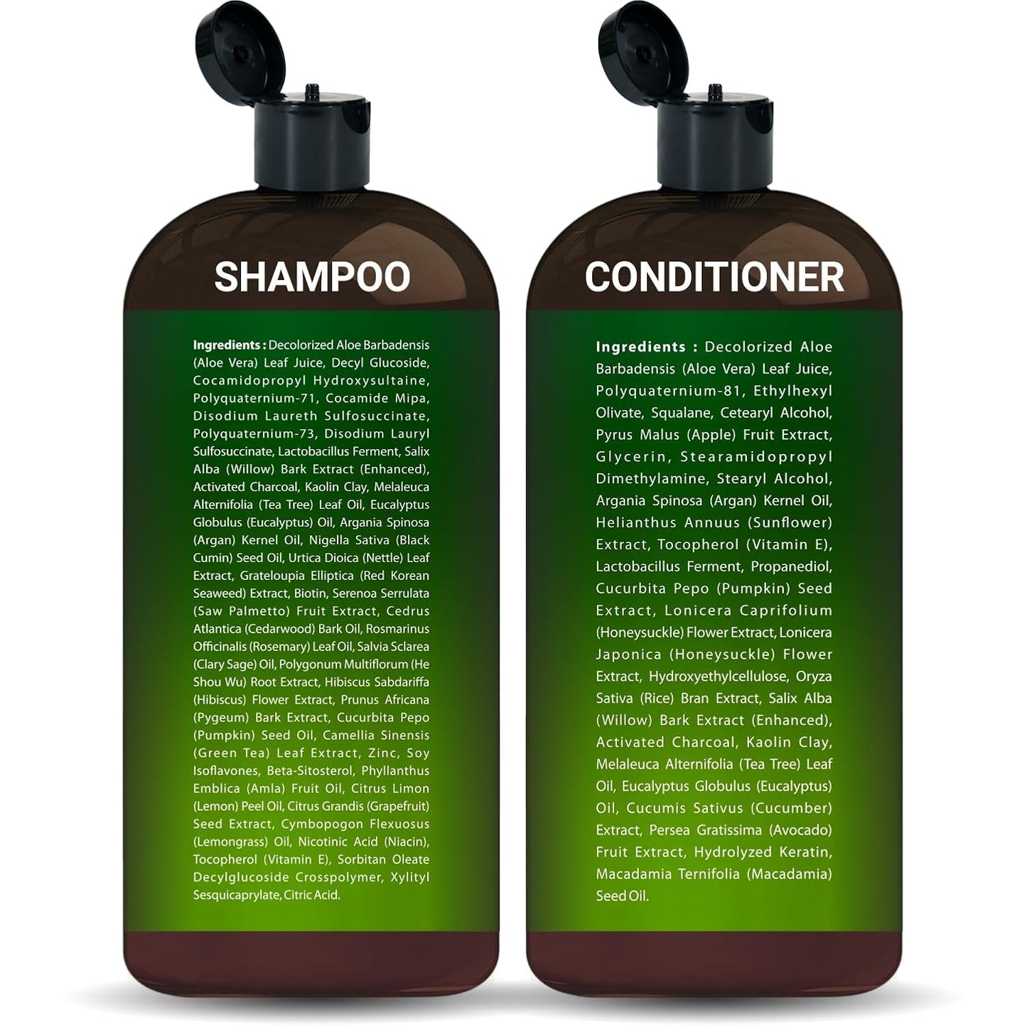 Tea Tree & Eucalyptus Shampoo and Conditioner Set | Clarifying Scalp Care with Activated Charcoal & Biotin - 16 fl oz x 2