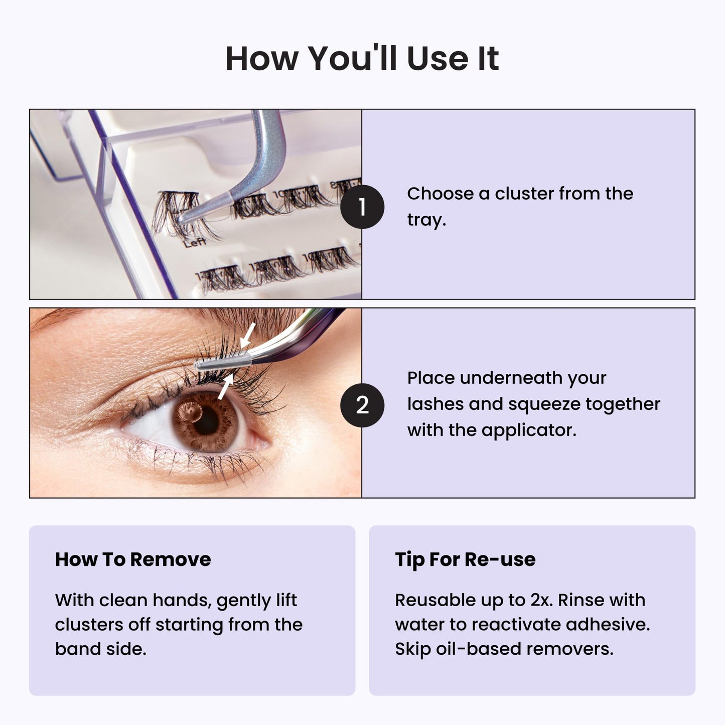 Kiss Impress False Eyelashes, Lash Clusters, Long Lasting, 'Demi Bold', 8mm-16mm, Includes 48 Pre-Glued Clusters, Contact Lens Friendly, Easy to Apply, Reusable Strip Lashes