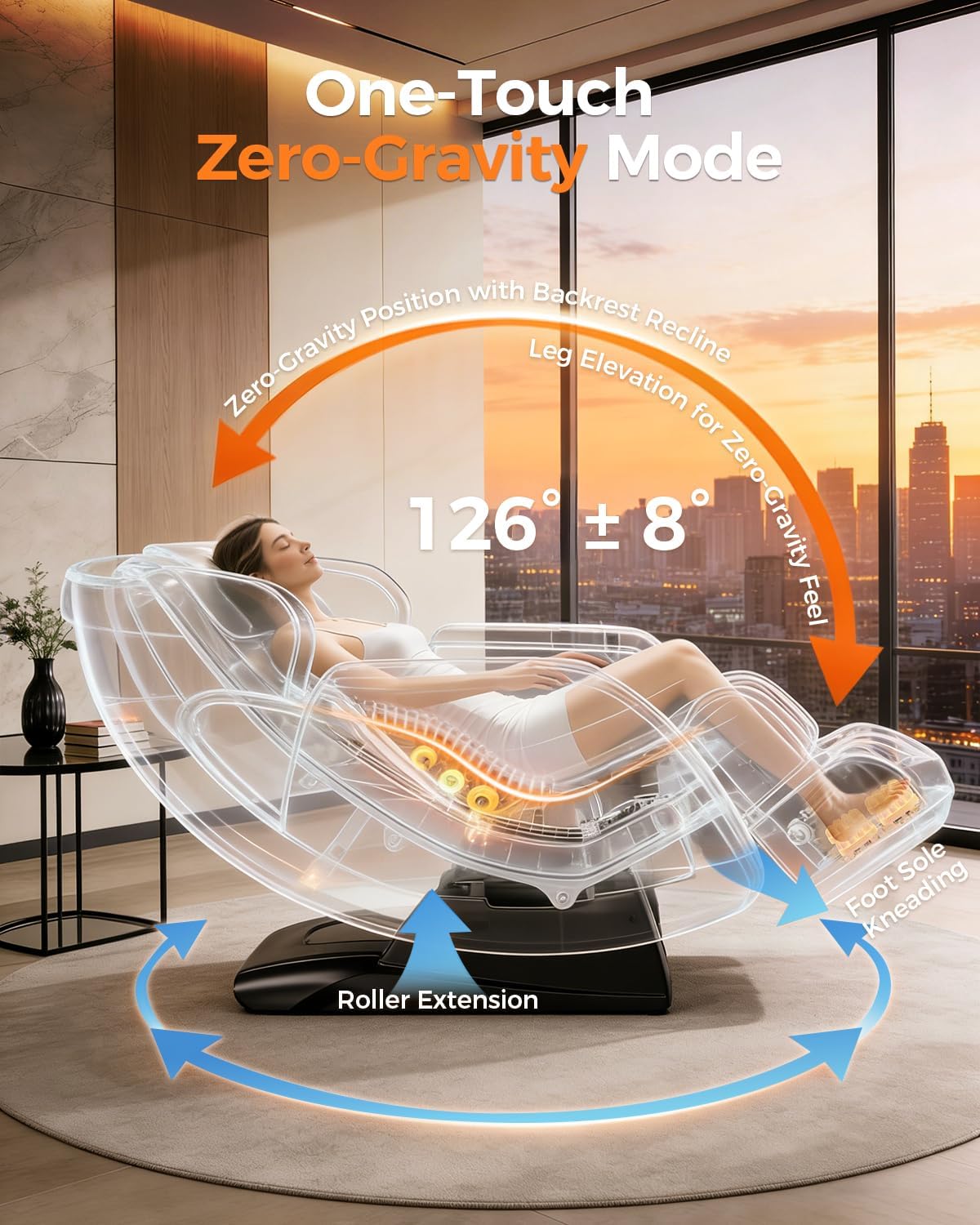 4D Full Body Massage Chair - AI Voice Control, Heated Recliner, PU Leather | Black