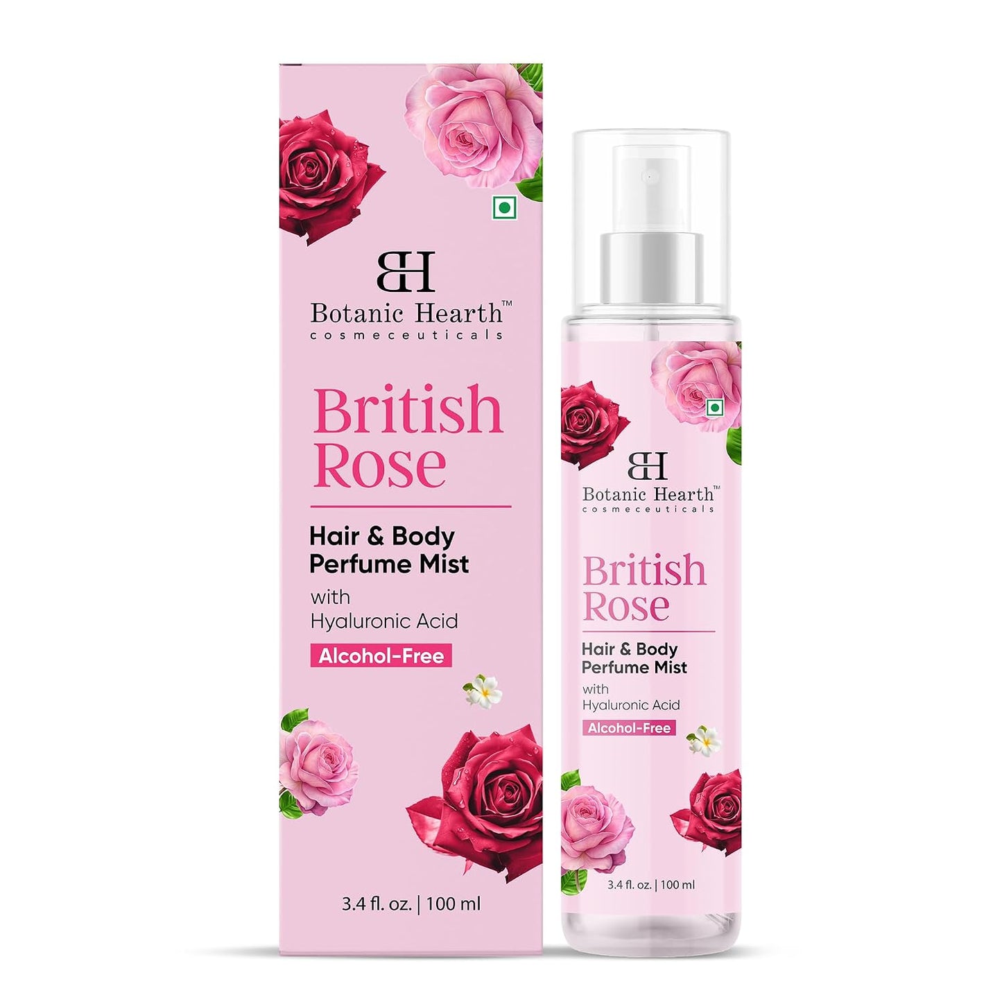 Botanic Hearth British Rose Hair Perfume - Long-Lasting Alcohol-Free Body Mist | 3.4 Fl Oz