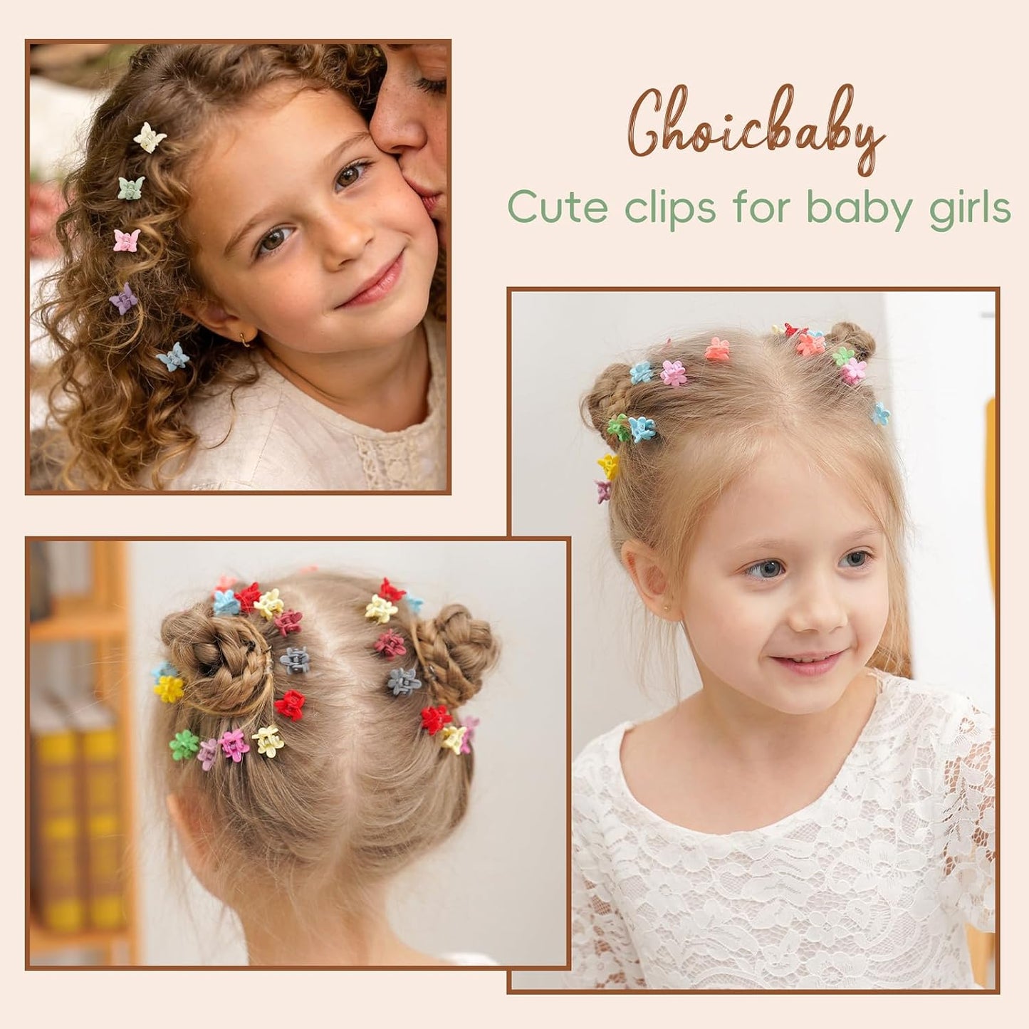 128pcs Baby Girls Hair Clips - Mini Claw Clips in Flower & Butterfly Styles | Hair Barrettes with Organizer Box