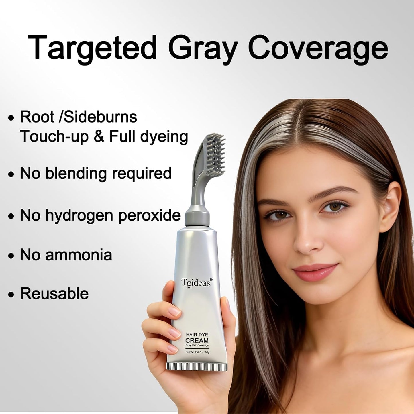 Hair Dye Cream Comb - Natural Plant Extract, Ammonia Free Gray Coverage | Natural Black, 2.8 Oz