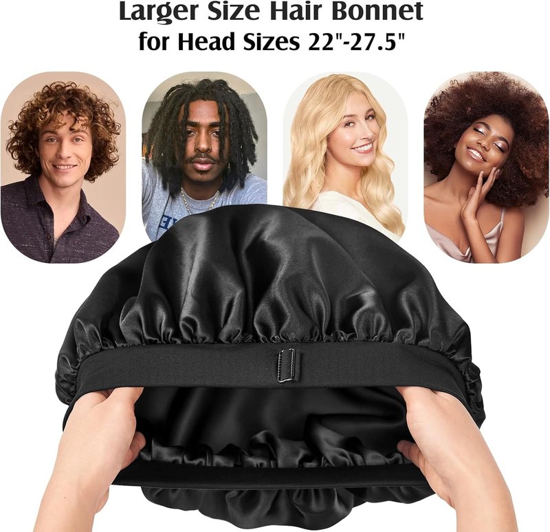 Real Mulberry Silk Bonnet - Double Layer Adjustable Sleep Cap for Women & Men | Non-Slip Design