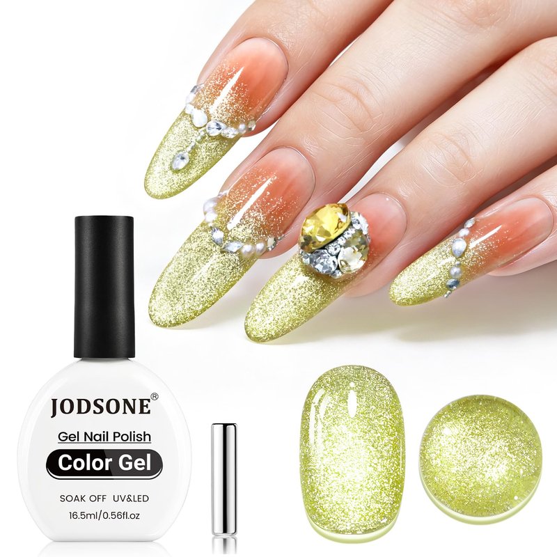 Cat Eye Gel Nail Polish - Teal Gold Glitter Magnetic Gel for UV/LED Curing | 16.5ml DIY Nail Art