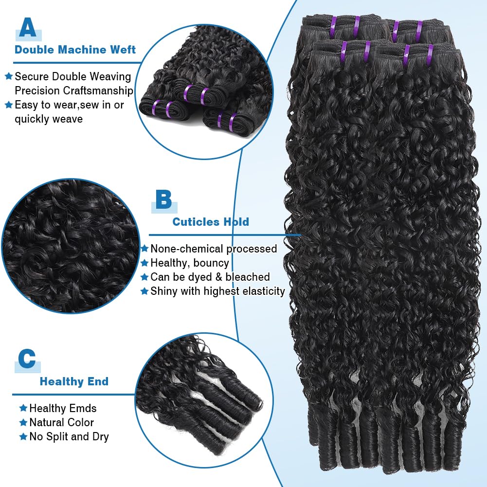 Burmese Curly Hair Bundles - 100% Unprocessed Human Hair Extensions | Wet & Wavy, 18-24 Inch, Natural Black