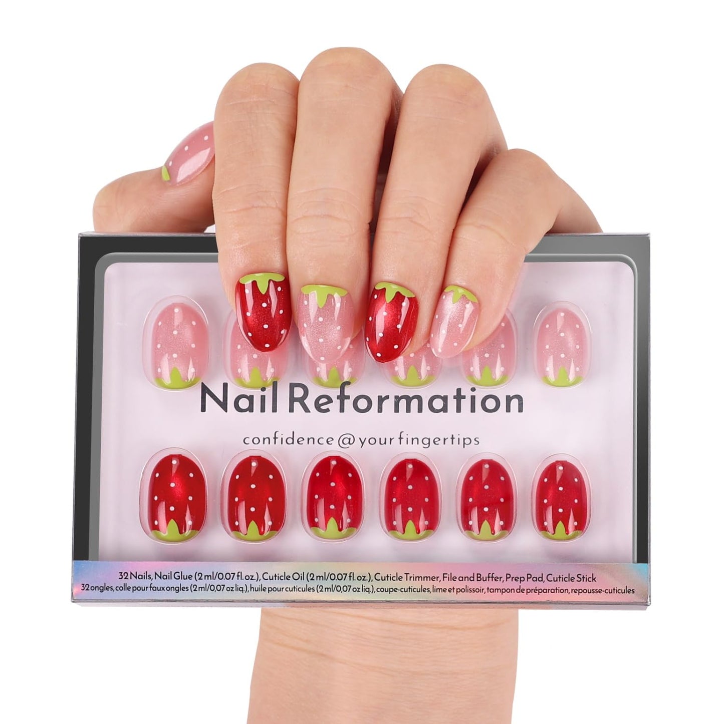 Press On Nails - Tropic Tide Sunset Orange to Deep Purple | Medium Almond Shape with 3D Floral Accents - Reusable 30-Piece Set in 15 Sizes