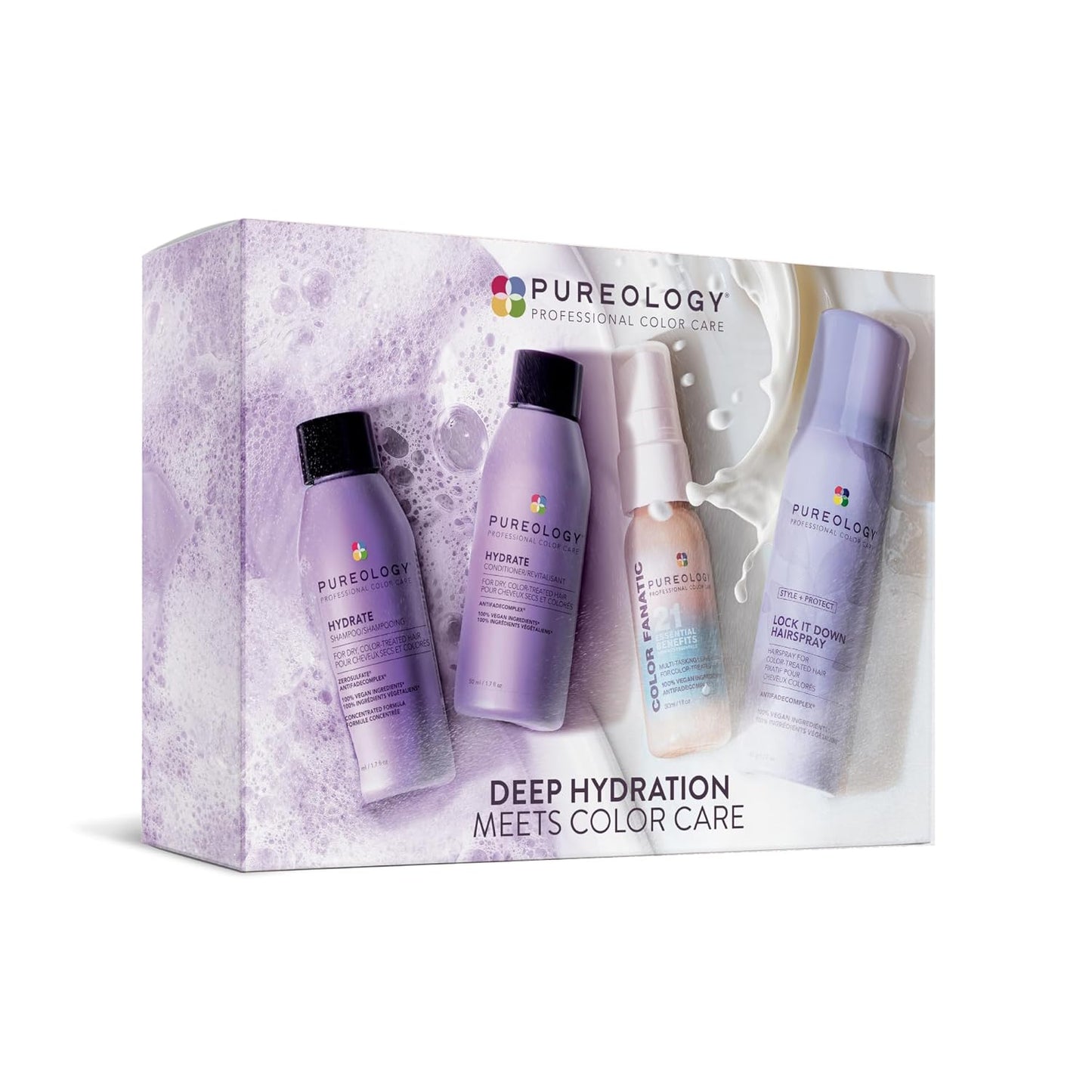 Pureology Hair Hydration Discovery Kit - Moisturizing Shampoo, Conditioner & Leave-In Treatment | Travel Size for Dry, Color-Treated Hair