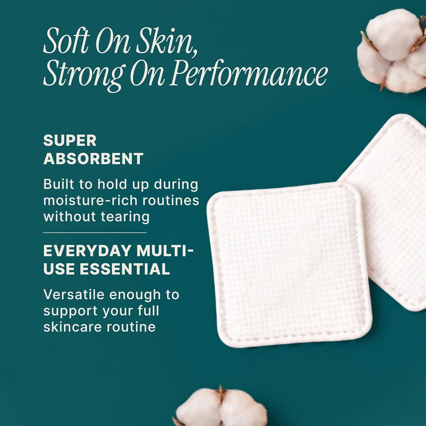 Extra Large Face Pads - Durable, Absorbent, Hypoallergenic | 100 Count for Makeup Removal & Cleansing