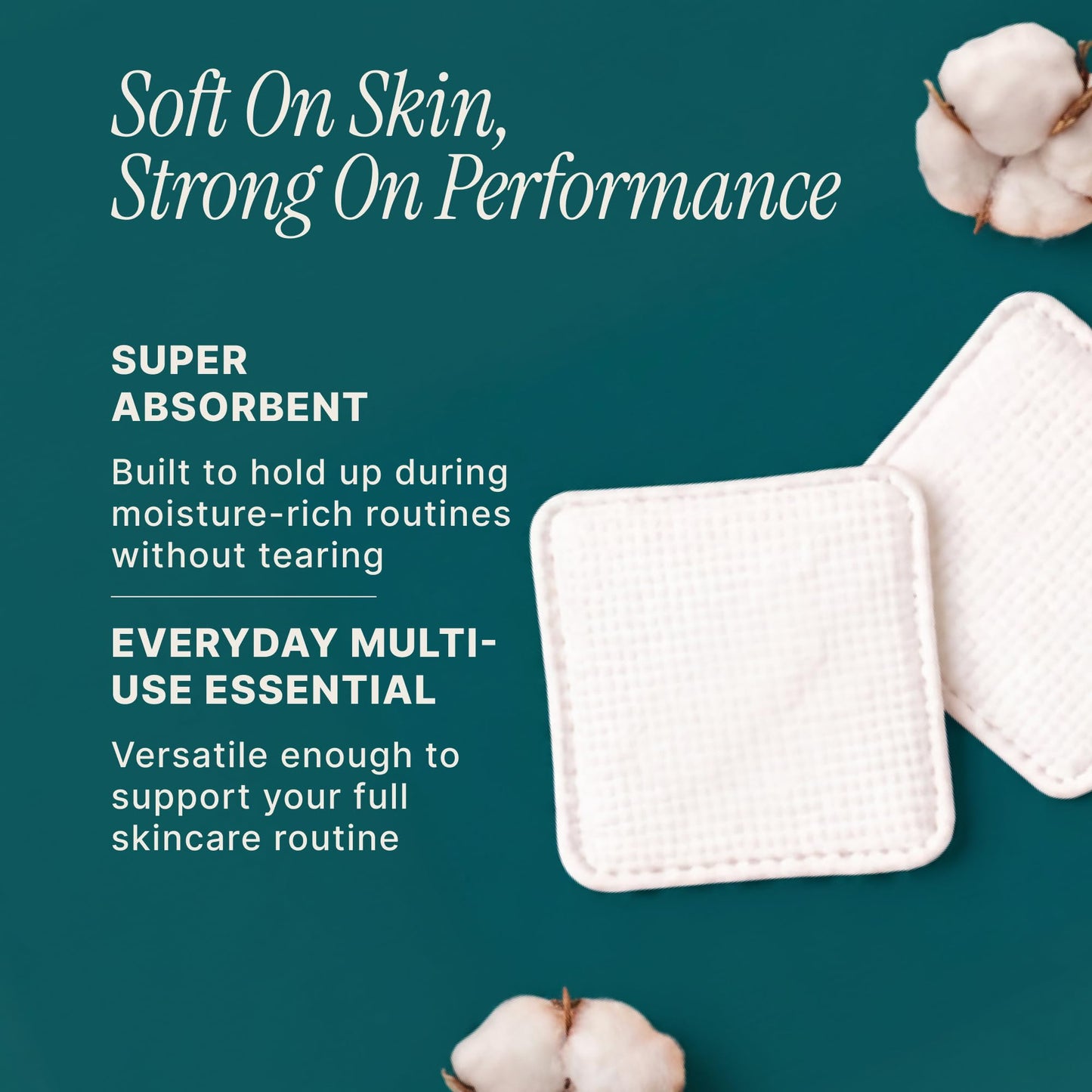 SoulSation Extra Large Face Pads (100 Count) - Durable, Absorbent, Hypoallergenic, Dermatologically Tested - Removes Makeup & Nail Polish, Apply Cleansers & Toners & Micellar Water