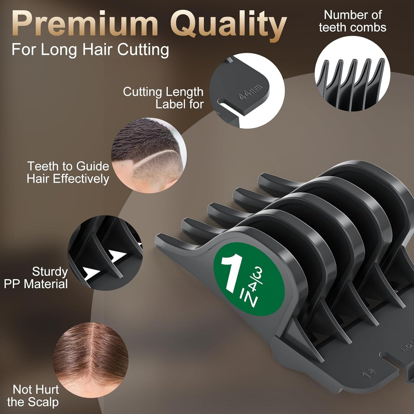 Clipper Guards Set - 4 Pack Replacement Guides for Wahl Clippers | 1.25", 1.5", 1.75", 2" Gray