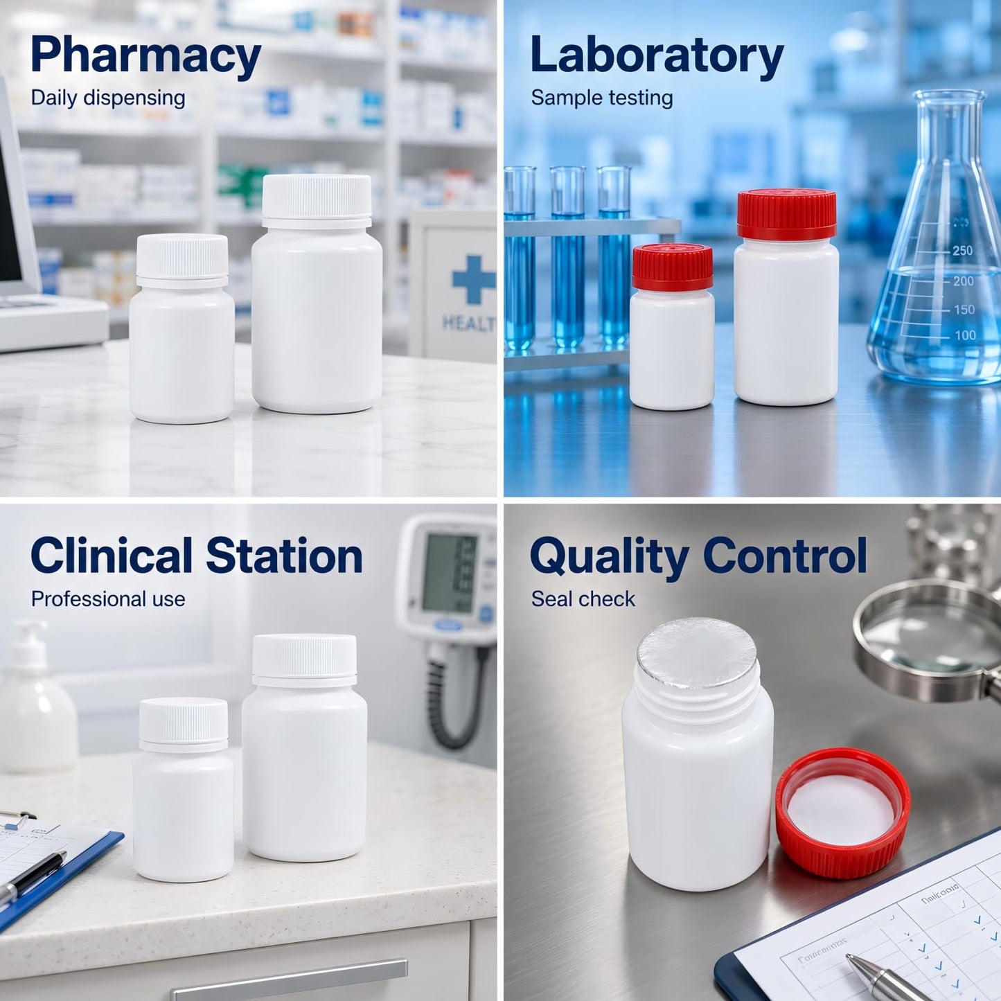 12 Pack Food Grade Pill Bottle with Labels, Empty Plastic Medicine Bottles, Travel Pill Container Organizers for Pills Capsules Vitamins Powder(1oz)