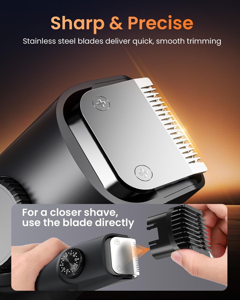 kurtmark Vacuum Beard Trimmer for Men, Rechargeable Electric Mens Beard Trimmer with Adjustable Length Comb (1-20mm)