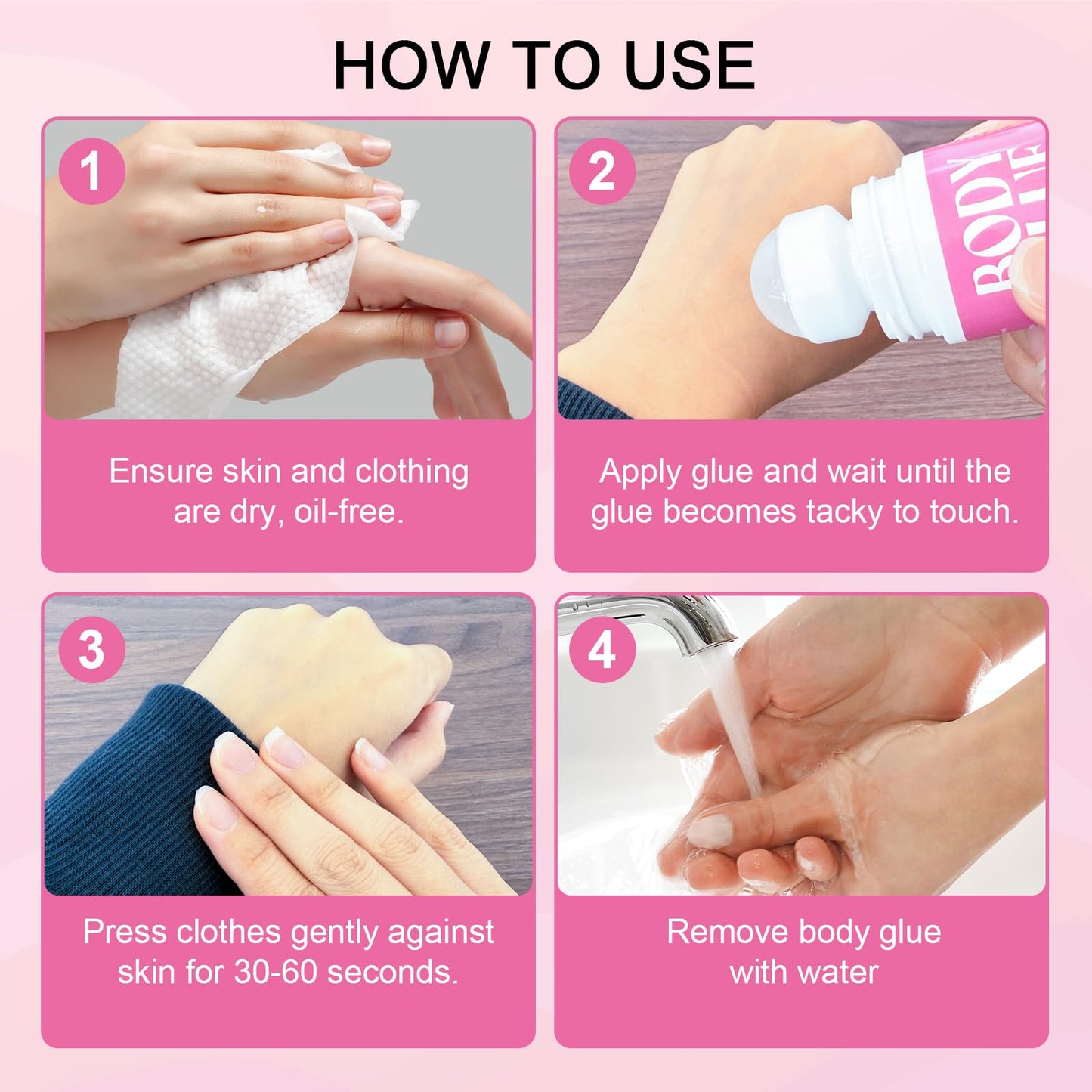 Strong Hold Body Glue for Skin and Fabric, Roll On Clothing Adhesive for Dresses and Dance Costumes, Sweat Resistant Fashion Glue for Socks, Strapless Tops, Performance Wear, 75ml (75ml)