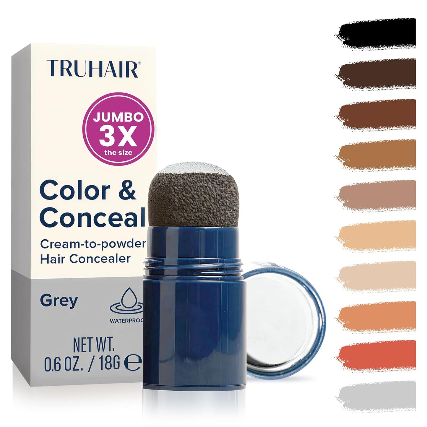 TRUHAIR Color & Conceal Waterproof Root Touch Up - Gray Coverage & Hairline Filling | Auburn Shade