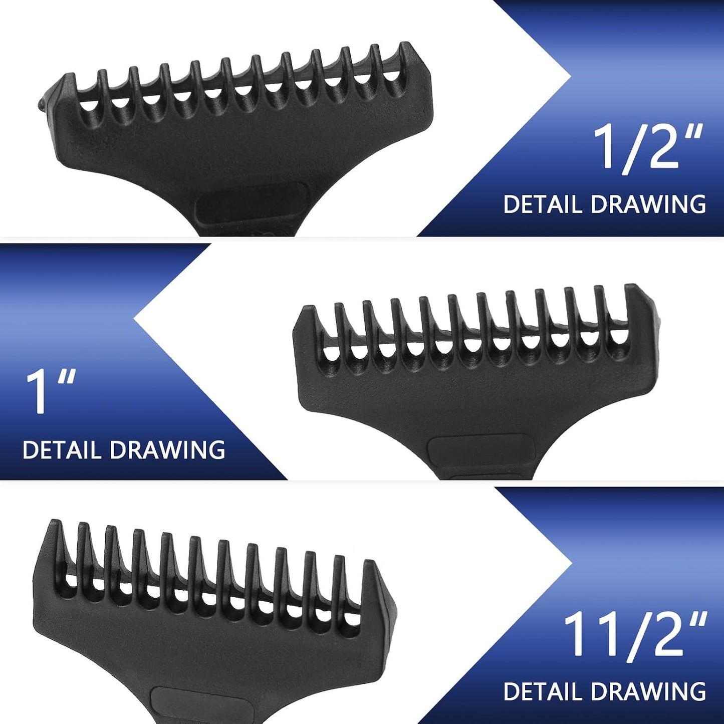 Wahl Professional T Wide Trimmer Guides Replacement Set - Fits 5 Star Detailer #2215 | 3-Pack
