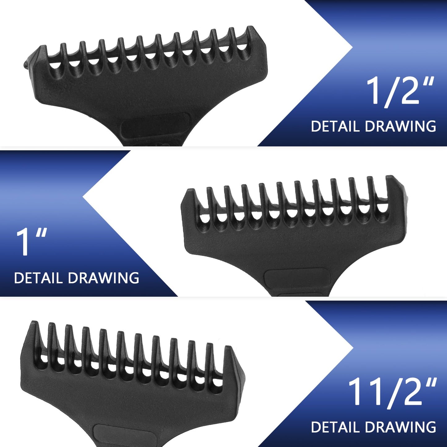 Professional Set of 3 T Wide Trimmer Guides Replacement For Wahl T Blade Guides #3792 – Fits the 5 Star Detailer #2215 T Wide Blade (2pack)