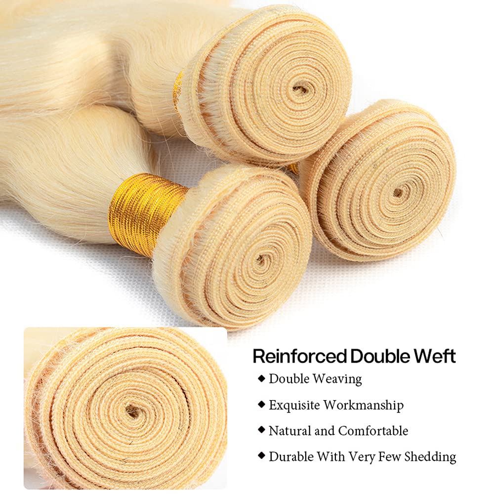 Blonde Bundles Human Hair 613 Body Wave Bundles 22 inch 55g Double Weft 8A Grade 613 Blonde Body Wave Bundle Human Hair Extensions