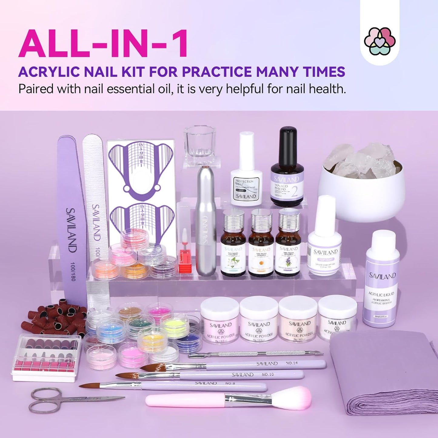Acrylic Nail Kit for Beginners - Professional DIY Set with Drill, Nail Powder & Liquid Primer | Perfect Christmas Gift