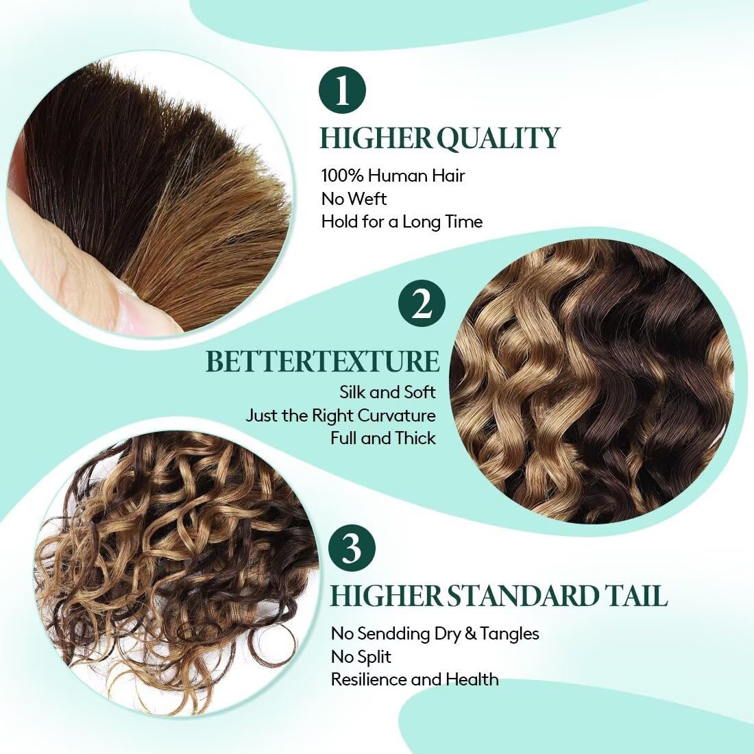 Boho Hair for Braiding, Ombre Curly Virgin Human Braiding Hair for Women, 12A Knotless Deep Wave Bulk Bohemian Styles, 100g 14 Inch 2 Bundles/Pack Highlight P4/27