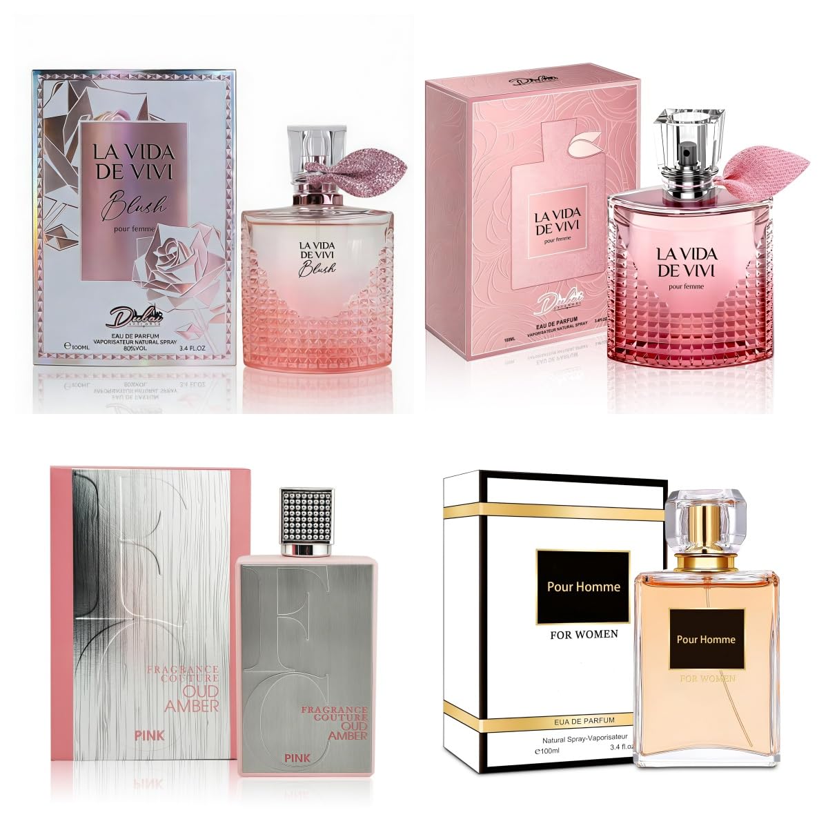 4PCS Women's Perfume Gift Set - Sweet Fruity Vanilla Scents | 3.4 Fl Oz Each